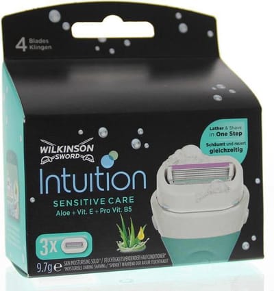 Wilk intuition dry skin scheermes sensitive care 3 stuks