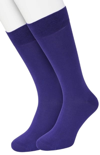 Bonnie Doon Basic Sokken Heren Donker Paars maat 40/46 - 2 paar - Basis Katoenen Sok - Gladde Naden - Brede Boord - Uitstekend Draagcomfort - Perfecte Pasvorm - 2-pack - Multipack - Effen - Dark Purple - OL6324012.206