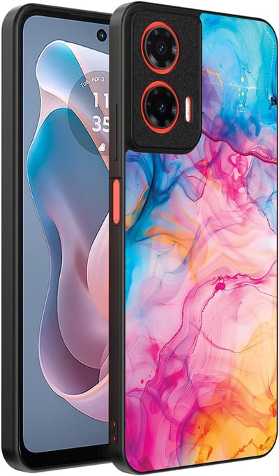Smartphonica Telefoonhoesje Geschikt voor Motorola Moto G Play 2024 met Regenboog Acryl Marmer Opdruk - TPU Backcover Case Rainbow Acrylic Marble Design geschikt voor Motorola Moto G Play 2024