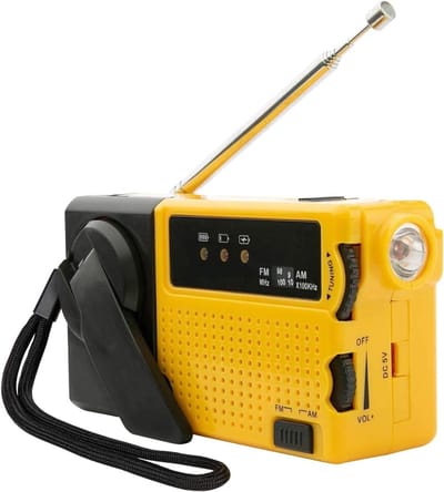 PolkaHome Noodradio solar opwindbaar , draagbare outdoor-radio, LED-verlichting, zaklampradio, korte golvenradio, draagbare digitale radio voor wandelen