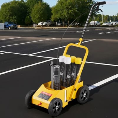 VEVOR 610 x 330 x 900 mm 4-wielige heavy-duty markeermachine met 56-102 mm verstelbare breedte, creëert duidelijke randlijnen voor wegen, parkeerterreinen, sportvelden, geel