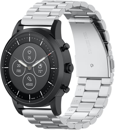 123watches kralen stalen schakel band - zilver - 22mm - Geschikt voor Garmin Vivoactive 4 / Venu 2 & 3 / Forerunner 255 & 265 / Overige smartwatches met 22mm bandje