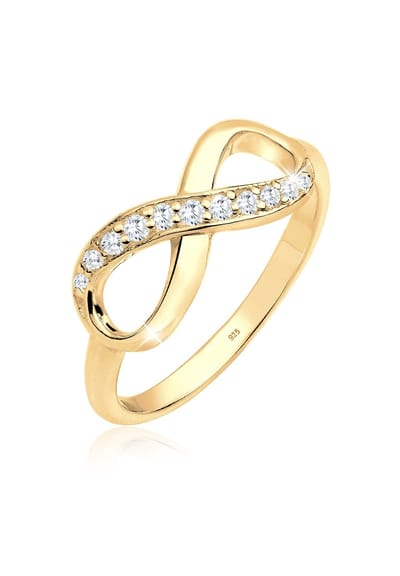 Elli - Ring - Dames Infinity Symbool Oneindigheid Trend met Zirkonia Kristallen in 925 Sterling Zilver - Dames