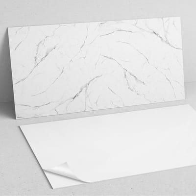 Coloray Wandpanelen Zelfklevend - Geaderd marmerpatroon PVC Wandpaneel - 100 cm x 50 cm - Wit Wandbekleding Zelfklevend - 1 stuk - Texturen Wandpanelen Zelfklevend - Wandpaneel Keuken - Wandpanelen Badkamer