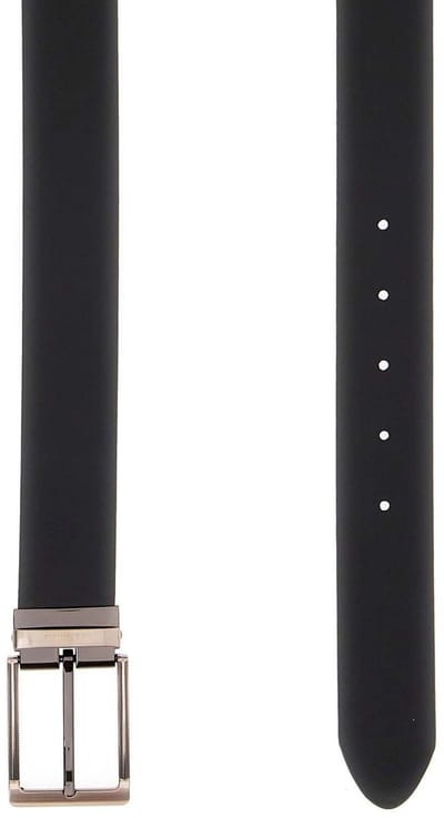 GUESS Leren Riem Leather Belt H35 W100 Black / Dark Brown Zwart Donkerbruin