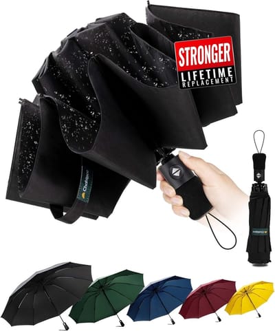 Balkon parasol - Zwart - 105 cm Ø - Opvouwbare winddichte paraplu met 210T coating - Voor heren en dames