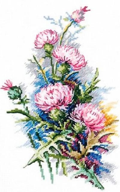 borduurpakket bloemenboeket distel