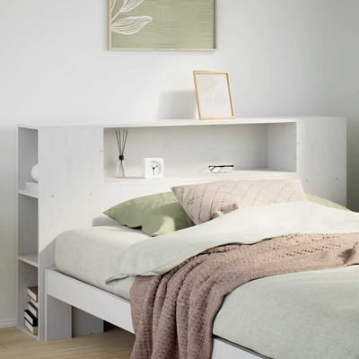 vidaXL - Hoofdbord - met - opbergruimte - 135 - cm - massief - grenenhout - wit