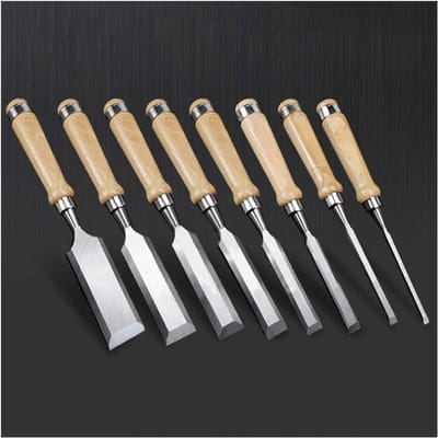 Houtbeitel Set - Precisie Beitels - Hout Bewerken - Chroom-Vanadiumstaal - 8 Delig - Zwart