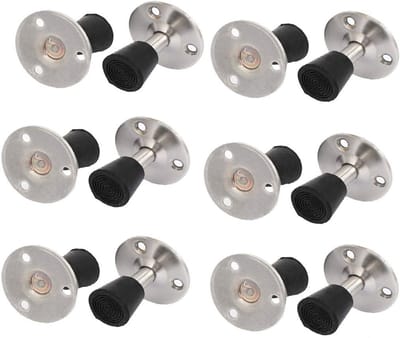 Deurstopper Set - Deurhouder Muur - Bescherming Wanden - Ronde Basis - 50mm Lengte - Zilver Zwart
