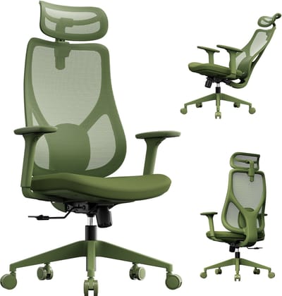 SENSE7 MOYO - Bureaustoel - Verstelbare hoogte - Gamingstoel - 3D-armsteunen - Verstelbare hoofdsteun - Ergonomische Kantelbare Rugleuning - Groen