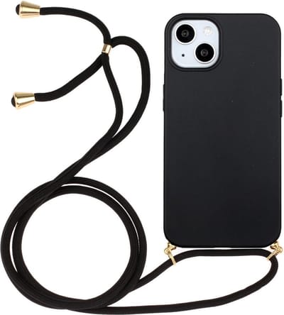 Coverup Hoesje - Geschikt voor iPhone 14 Plus Hoesje - Coverup TPU Back Cover met Koord - Biologisch Afbreekbaar - Zwart