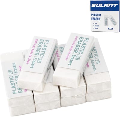 SnelShoppen - Set van 10 Witte Gum - Zachte 2B Gum voor School, Kantoor, Schetsen, Schilderkunst, Fijne Kunsten, Hoogwaardige Rubber