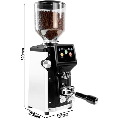 GGM Gastro Kaffeemühle - 1,2kg - Ø 65mm Flachmahlscheibe - automatische Erkennung des Siebträgers - Weiß