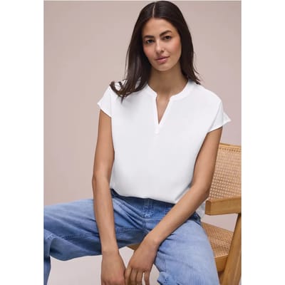 Blouse met losse schouders en gespleten hals