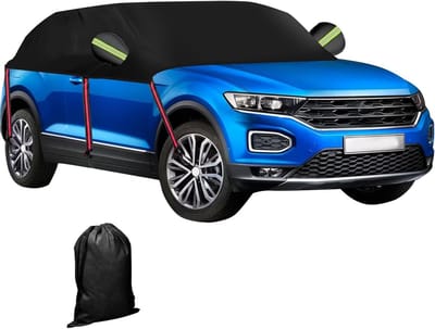 Half Car Cover voor T-Roc Cabriolet 2019-2025, Waterdichte Autohoes voor Alle Weer, UV-Bescherming en Stofbescherming met Rits voor Voorruit