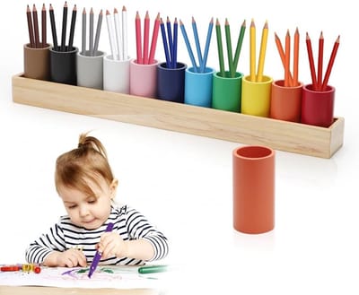 Houten Kleurpotloodhouder 46 x 6 x 8 cm met 11 Compartimenten, Montessori Pen Organizer voor Kinderen, Bureau Organizer, Opbergdoos voor School en Thuis, Kantooraccessoire
