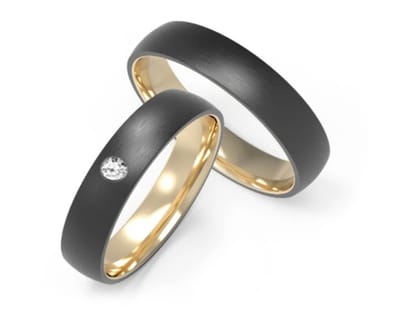 Jonline SET Trouwringen Zwart Titanium Gold | Vriendschapsringen |Relatie ringen | Set Ringen|