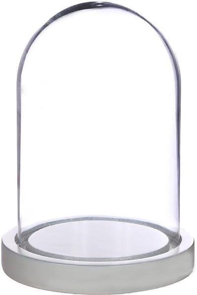 Ideas 4 Seasons Decoratie stolp - glas - houten wit plateau - D12 x H16 cm