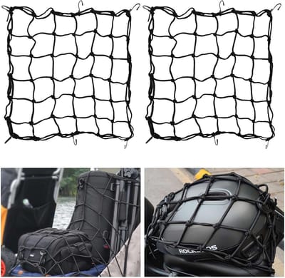 2 Stuks Elastisch Bagagenet voor Motor en Fiets - 50x50 cm Laadnet met Haken