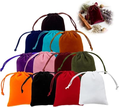 Set van 24 Fluwelen Tassen, Kleine Trekkoord Tassen voor Sieraden, Geschenken en Bruiloften, 7 x 9 cm, Verkrijgbaar in 12 Kleuren