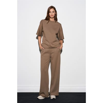 Brede gebreide broek
