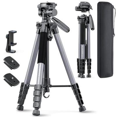 Professioneel Camera Statief 188 cm met Draagtas en Telefoonhouder - Aluminium Heavy Duty