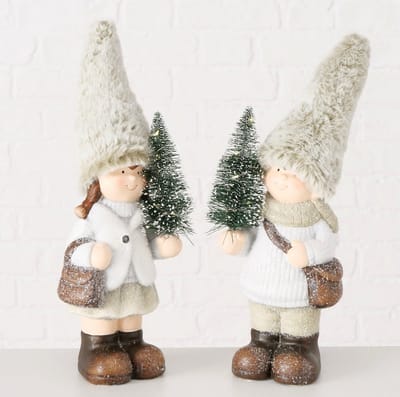 Kerst - Kinderen - Decoratie - 2 set - Keramiek - 30 cm