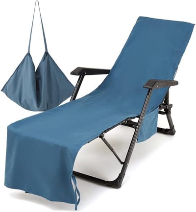 SnelShoppen - Hoes voor Strandstoel, Effen Kleur, Microfiber Ligstoel, Strandlaken met Zakken, Handdoeken voor Tuin, Zwembad, Vakantie en Reizen