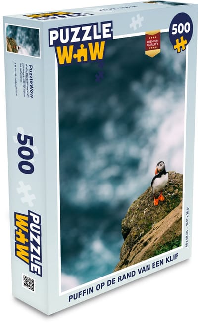 Puzzel Puffin op de rand van een klif - Legpuzzel - Puzzel 500 stukjes
