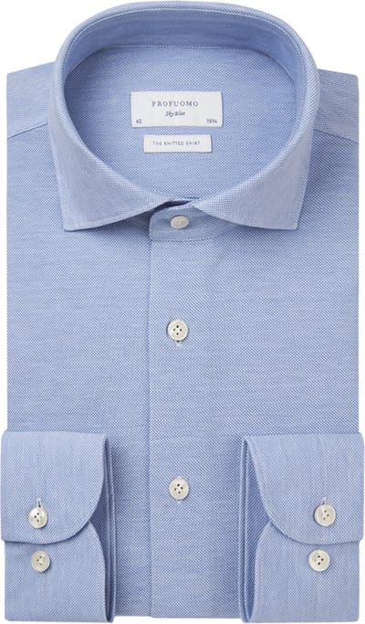 Profuomo slim fit heren overhemd - jersey - lichtblauw - Strijkvriendelijk - Boordmaat: 40 (EU maat: M)