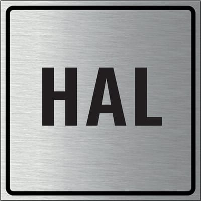 Hal bordje, geborsteld aluminium 150 x 150 mm