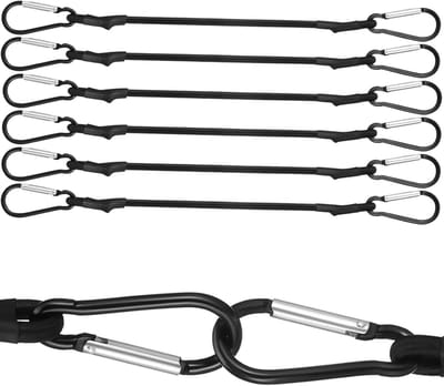 SnelShoppen - 6x Sterke Elastische Straps met Haken, 30cm Voor Camping, Luchtbedden, Tenten, Bagage, Auto's en Motoren - Duurzaam en Betrouwbaar