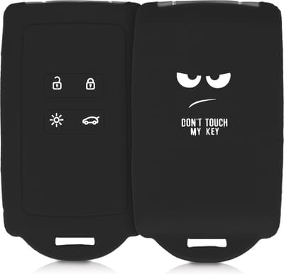 kwmobile autosleutelhoes geschikt voor Renault 4-knops Smartkey autosleutel (alleen Keyless Go) -Siliconenhoes in wit / zwart - Sleutelcover