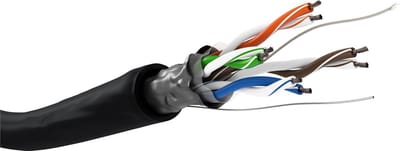 CAT5e FTP 100 meter buitenkabel op rol soepel zwart CCA - netwerkkabel