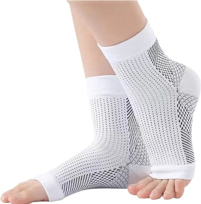 Compressiesokken Neuropathie L/XL – 1 Paar Steunsokken voor Pijnverlichting & Boogondersteuning – Lichtgewicht Ademend Nano Nylon Sokken voor Mannen en Vrouwen
