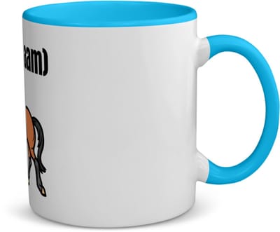 Akyol - rennend paard met eigen naam koffiemok - theemok - blauw - Paarden - paarden liefhebbers - iemand die houdt van paarden - verjaardag - cadeau - kado - 350 ML inhoud