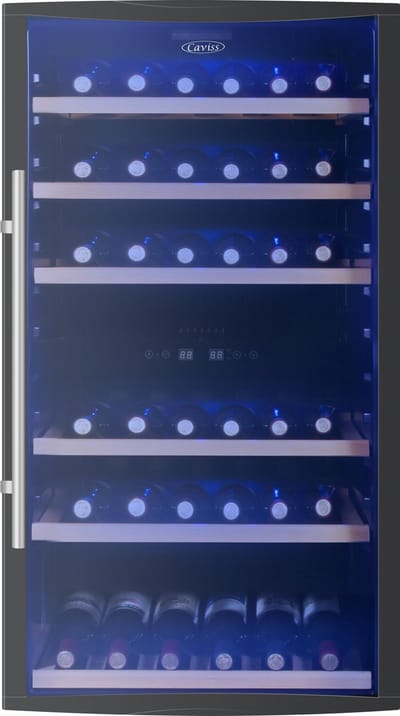 Caviss C252GBEG - Wijnkoelkast 2 Temperatuurzones - 52 Flessen - 5 TOT 22 °C - Anti-UV Glasdeur - LED Binnenverlichting - Anti Vibratiesysteem