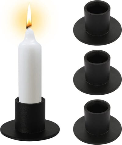 Kandelaar set van 4 stuks - Zwart - Retro design - Matte afwerking - Metaal - Voor staafkaarsen - Kerstmis - Slaapkamer - Eettafel - Tafeldecoratie