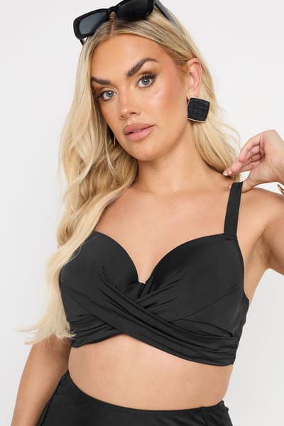 Yours Premium Bikinitop Met Gedraaide Voorkant En Beugel In Zwart Size 90C