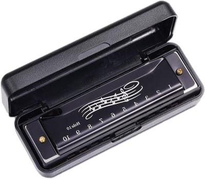 Mondharmonica Speelgoed - Muziek Instrument - Muziek Leren - 16 Gaten Ontwerp - Compact Formaat - Zwart