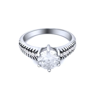 Quiges - 925 Zilveren Ring Klassiek Cocktail Verloving Solitair met Zirkonia Kristal - QSR08618