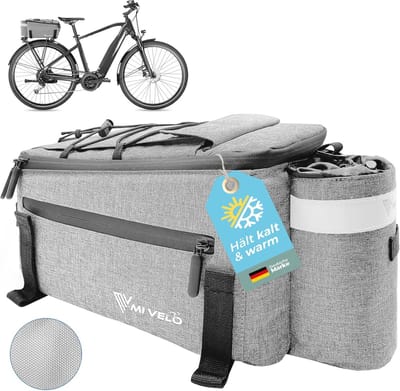 Fietstas Bagagedrager - Koeltas Fiets - Fietsen Boodschappen - Geïsoleerd Waterafstotend - 10 liter - Grijs