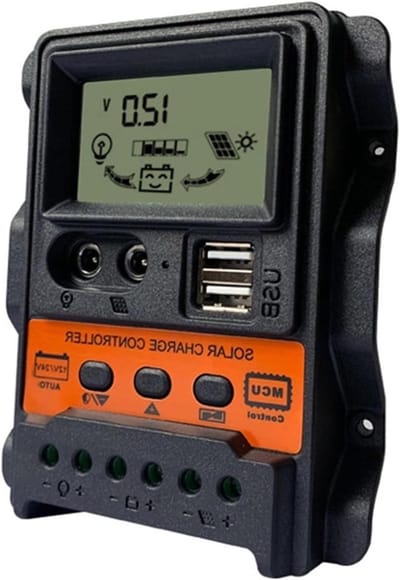 Zonne Laadregelaar - Batterij Controller - Energie Beheer - Dubbele USB LCD - 30A - Zwart