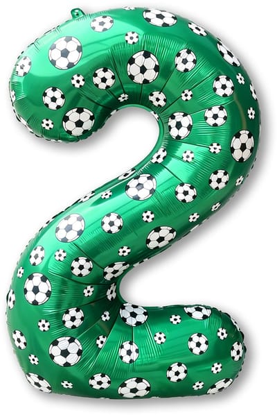 LUQ – Folieballon Voetbal 2 Jaar – 86 cm – Groen-Zwart-Wit – Football Party Versiering – Feest Decoratie – Helium Ready