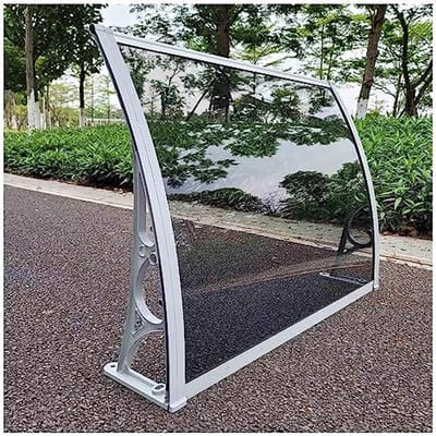 Deurluifel Buiten Overkapping, Raam Regen Luifelafdekking, Luifel Voor Huisdeur, Tuinluifel, Dakbedekking, Veranda Lessenaarsboogluifel, Met Polycarbonaat Plaat,clear-60x360cm/24 * 142in