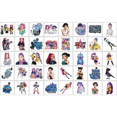 80 KPOP Chasseurs de Sorcières Autocollants de Tatouage Animation de Dessin Animé Périphérique Créatif Autocollants de Tatouage Temporaire 5*5cm 40pcs