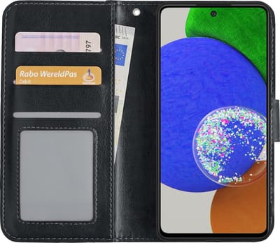 Hoes - Met Pasjeshouder - Geschikt voor Samsung Galaxy A52s 5G - Luxe Bookcase Portemonee - Flip Case - Kunstleer Book Case - Flipcase - Book Cover - Walletcase - PortemonneeHoes - Zwart