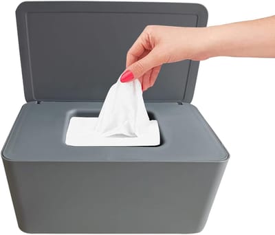 Baby Doekjes Dispenser - Houders Opbergdoos - Hygiënisch Houden - Drie-laags Afsluiting - 21 cm Capaciteit - Grijs