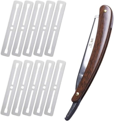 Houten Scheermes met 10 Vervangbladen en Echt Leren Etui - Duurzaam, Stijlvol en Comfortabel Scheeraccessoire